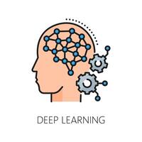 AI algorithm, deep machine learning line icon vector