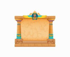 Arcade game frame, ancient Egyptian stone wall vector