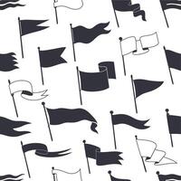 Retro pennants, white black flags seamless pattern vector