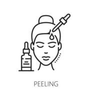 Face peeling line icon for cosmetology or skincare vector