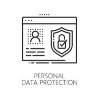 personal datos en línea proteccion y la seguridad icono vector