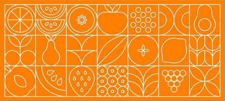 Fruits food abstract modern line geometric pattern vector