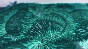 a close up of a green fabric video