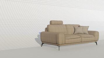 3d rendering realistic sofa with shadow in minimalistic style photo