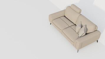 3d rendering realistic sofa with shadow in minimalistic style photo