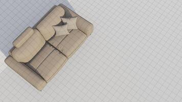 3d representación realista sofá con sombra en minimalista estilo foto