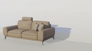 3d representación realista sofá con sombra en minimalista estilo foto