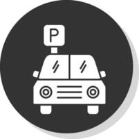 estacionamiento glifo gris circulo icono vector