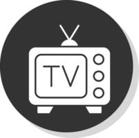 televisión glifo gris circulo icono vector