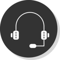 Headphone Glyph Grey Circle Icon vector