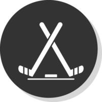 hielo hockey glifo gris circulo icono vector