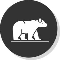 polar oso glifo gris circulo icono vector