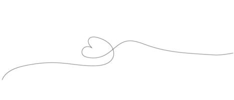 Heart in line art style, One continuous drawing Thin flourish border and romantic symbol of love in simple linear style.Valentine's Day. Can be used for background, postcard vector