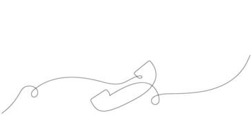 Telephone handset, telephone. Hand drawing, one line. Continuous line drawing. Black isolated on white background. vector