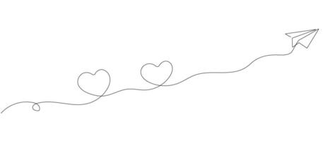 Heart in line art style, One continuous drawing Thin flourish border and romantic symbol of love in simple linear style.Valentine's Day. Can be used for background, postcard vector