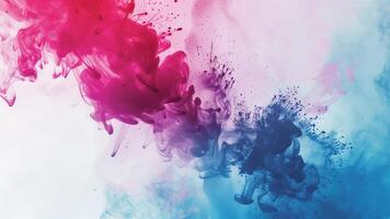 Pink and blue ink in water. Abstract background for your design. photo