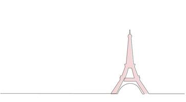 The Eiffel Tower in Paris. One continuous line. Hand drawing. French landmarks and city architecture in a simple linear style. You can edit the strokes. vector