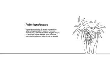 Palm trees, palm landscape. Hand drawing one solid line. . vector