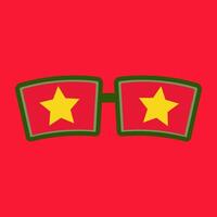Glasses on a red background with stars on the glass. Stars in the eyes vector