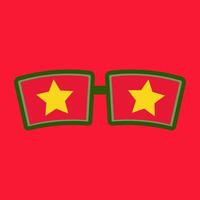 Glasses on a red background with stars on the glass. Stars in the eyes vector