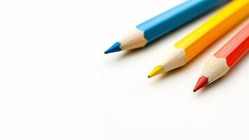 Colored pencils isolated on white background. Back to school. photo