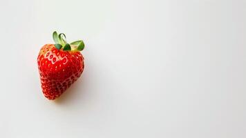 Strawberry on a white background. Top view. Copy space. photo