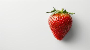 Strawberry on a white background. Top view. Copy space. photo