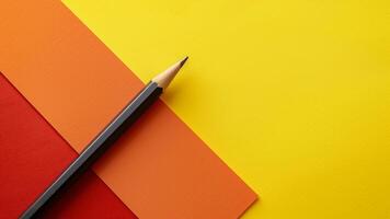 Pencil on colorful background. Flat lay, top view, copy space photo