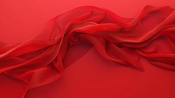 Abstract background of red wavy silk or satin. 3d rendering image. photo