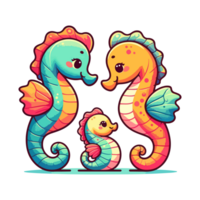 cute icon character seahorse family png