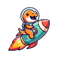 fofa ícone personagem dinossauro astronauta passeio em foguete png