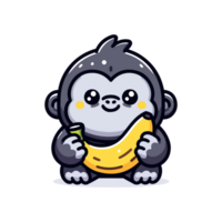 fofa ícone personagem gorila e banana png