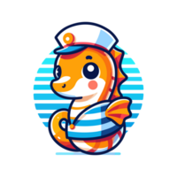 cute icon character seahorse sailor png