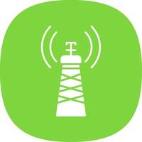 Signal Tower Line Circle Icon vector