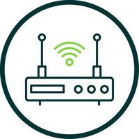 Modem Line Circle Icon vector