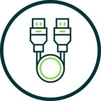 Usb Cable Line Circle Icon vector