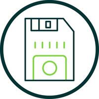 Floppy Disk Line Circle Icon vector
