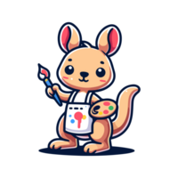 cute icon character kangaroo painter png