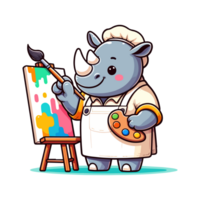 cute icon character rhino painter png