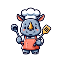 linda icono personaje rinoceronte cocinero png