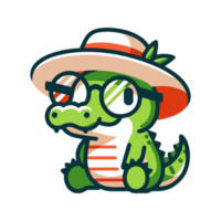 cute icon character crocodile wearing fashionable hat png