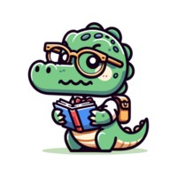 cute icon character crocodile student png