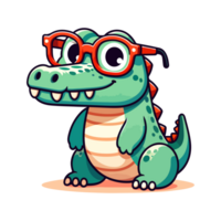 cute icon character crocodile wears glasses png