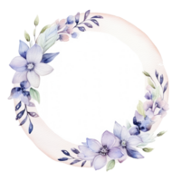 Hand drawn watercolor painting of wedding circle floral frame with copy space png