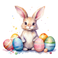 Easter Bunny with Colorful Eggs png