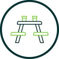 Picnic Table Line Circle Icon vector