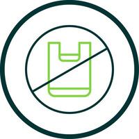 No Plastic Bag Line Circle Icon vector