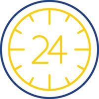 icono de dos colores de línea de 24 horas vector
