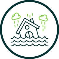 Flood Line Circle Icon vector