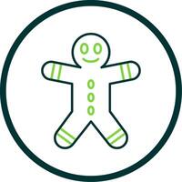 Gingerbread Man Line Circle Icon vector